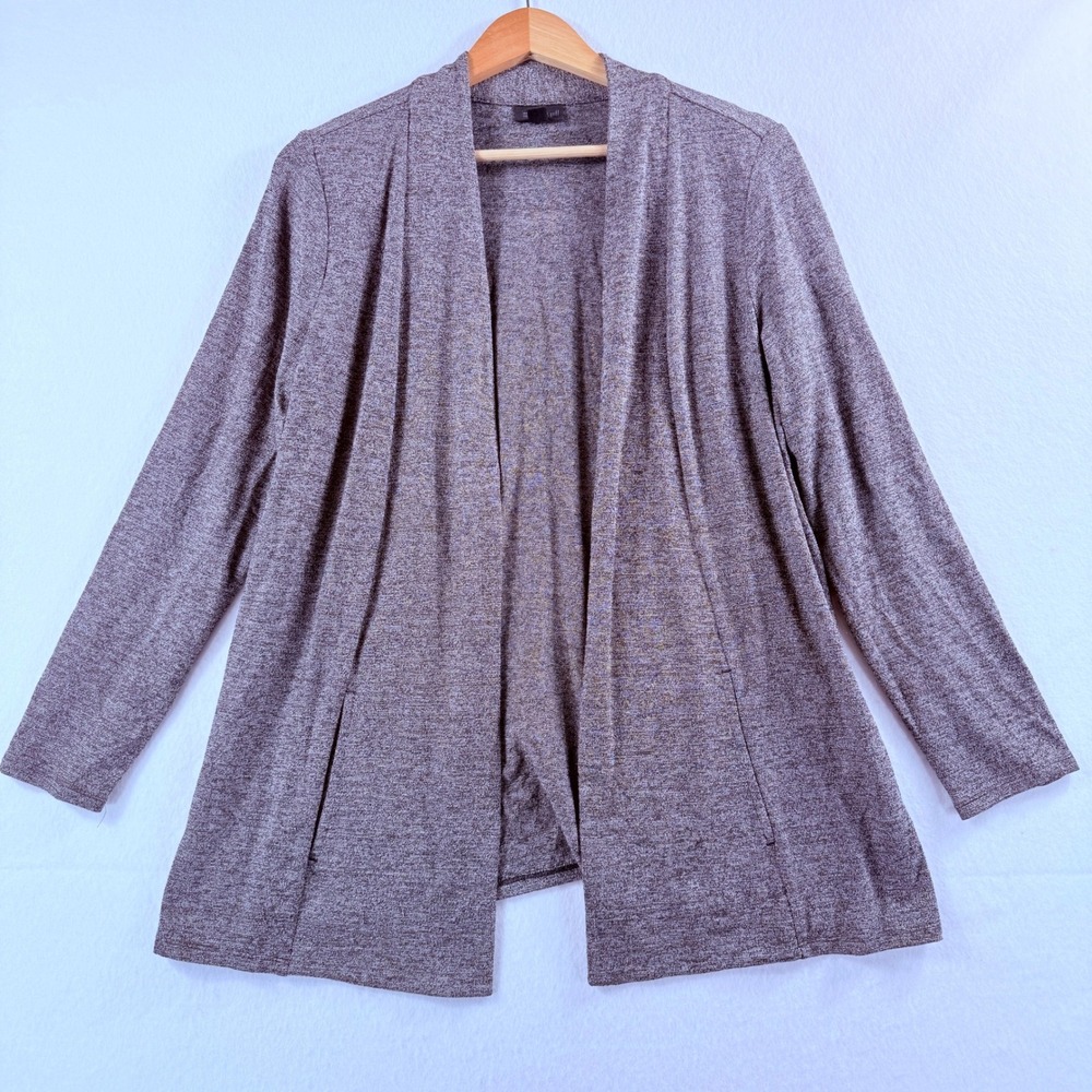 J. Jill Cardigan Women Medium Petite Brown Open Front Wearever Minimalist Office